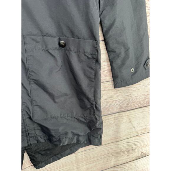 Rusty Hooded Long Rain jacket Womens Small Black Nylon Water Resistant - Picture 4 of 12